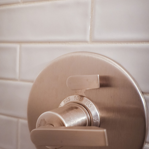 A close up of the shower valve.  