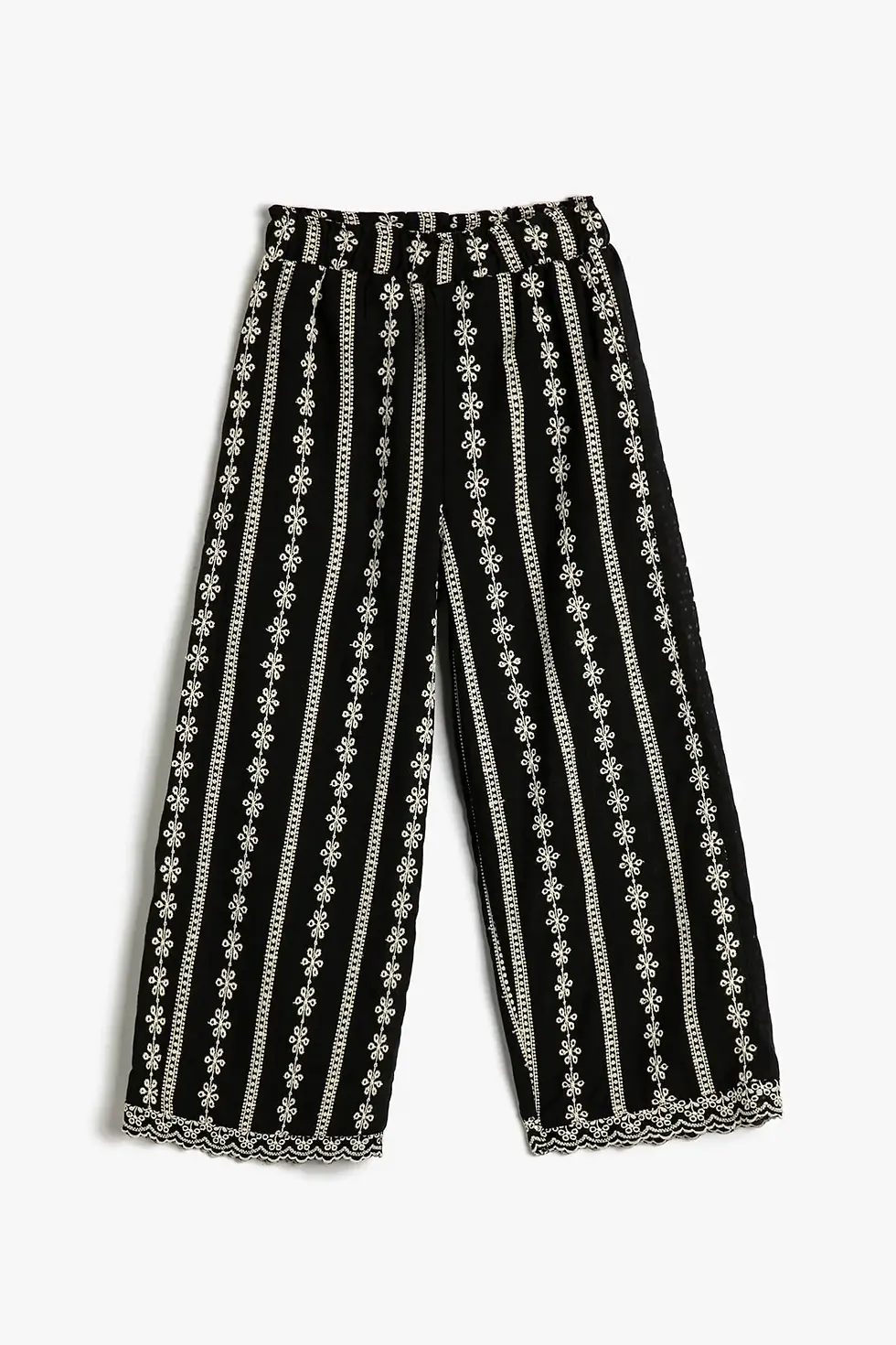 Миниатюра: Koton Kız Çocuk Çiçek İşlemeli Beli Lastikli Bol Paça Pantolon