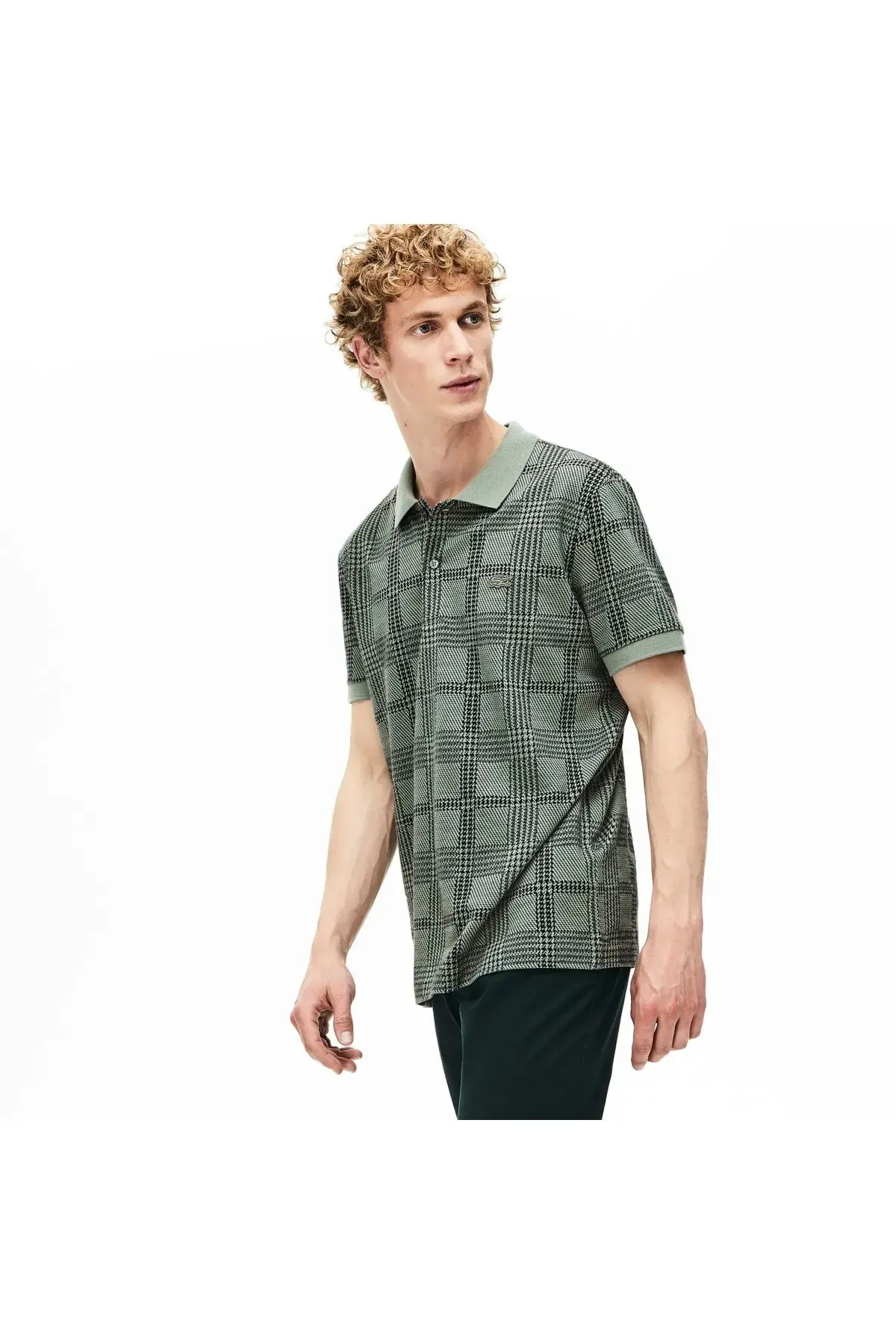 Lacoste Erkek Regular Fit Ekose Desenli Yeşil Polo TYC00617532345