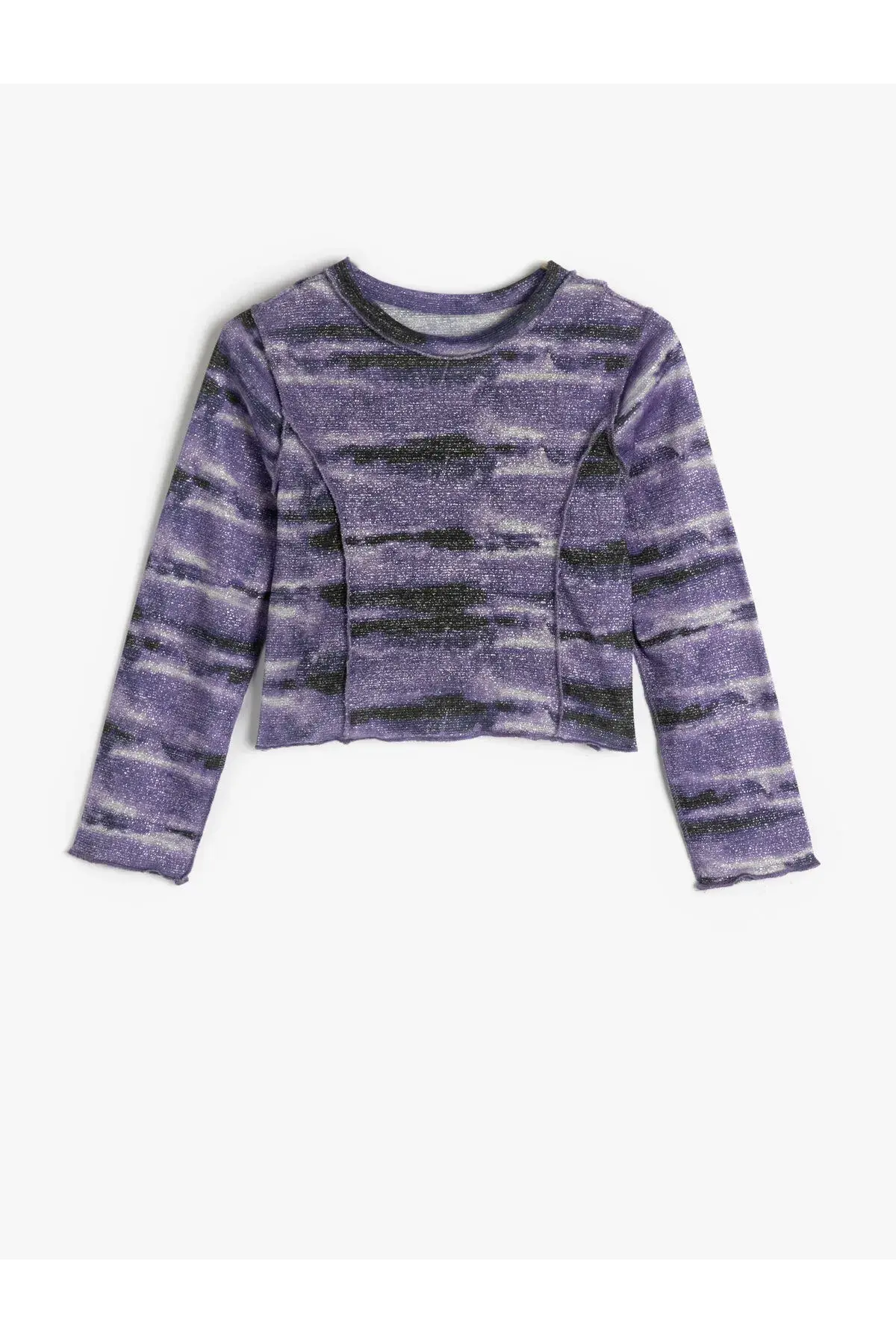 Koton Tişört Uzun Kollu Bisiklet Yaka Dikiş Detaylı