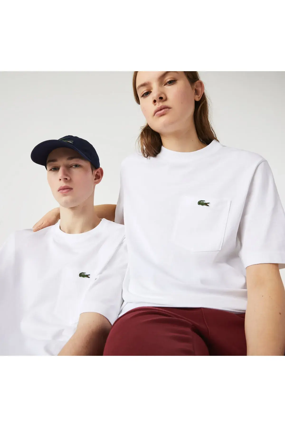 Lacoste L!ve Unisex Loose Fit Bisiklet Yaka Baskılı Beyaz T-shirt TH2748