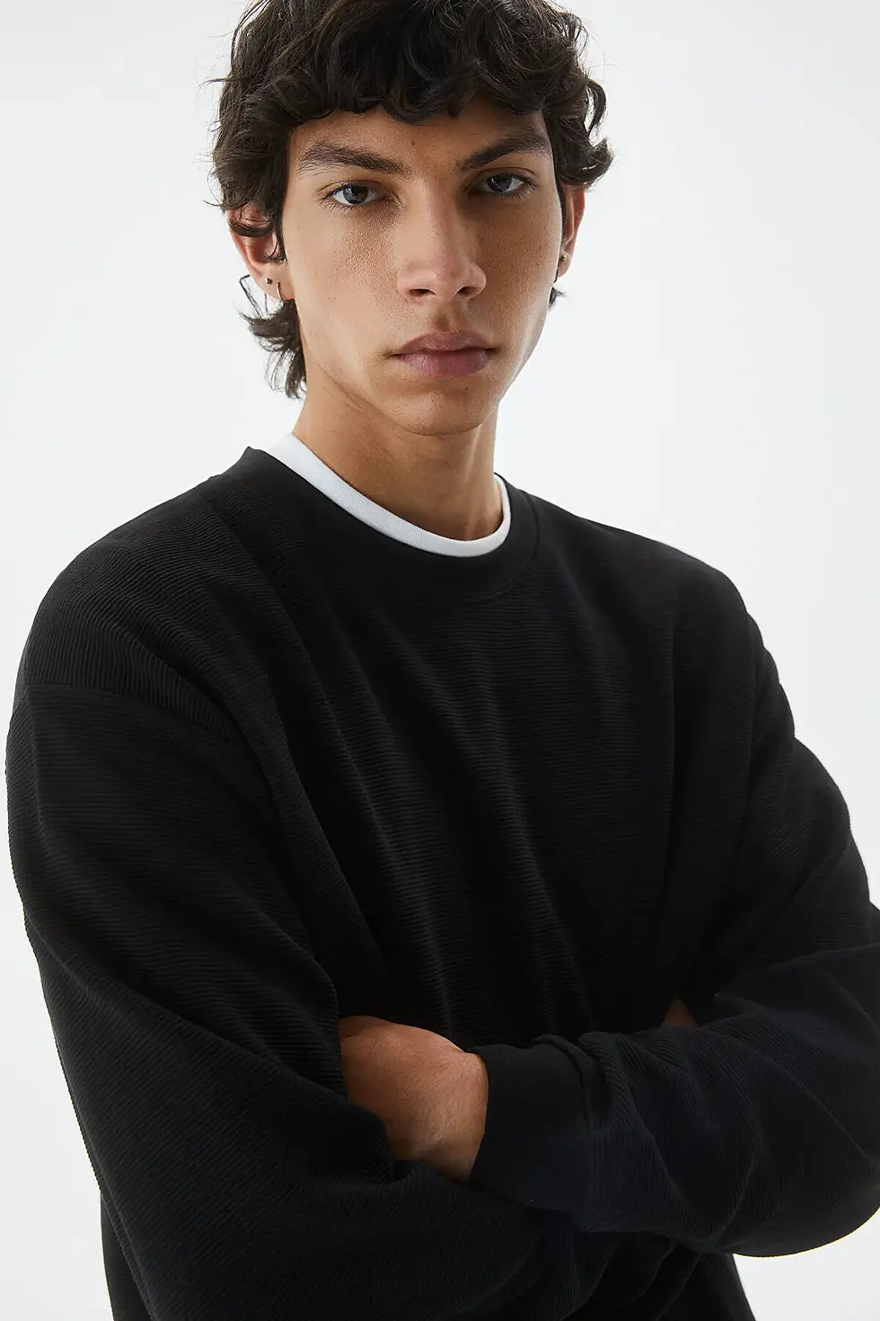 Thumbnail: Pull & Bear Ottoman kumaş dokulu uzun kollu t-shirt 07245501