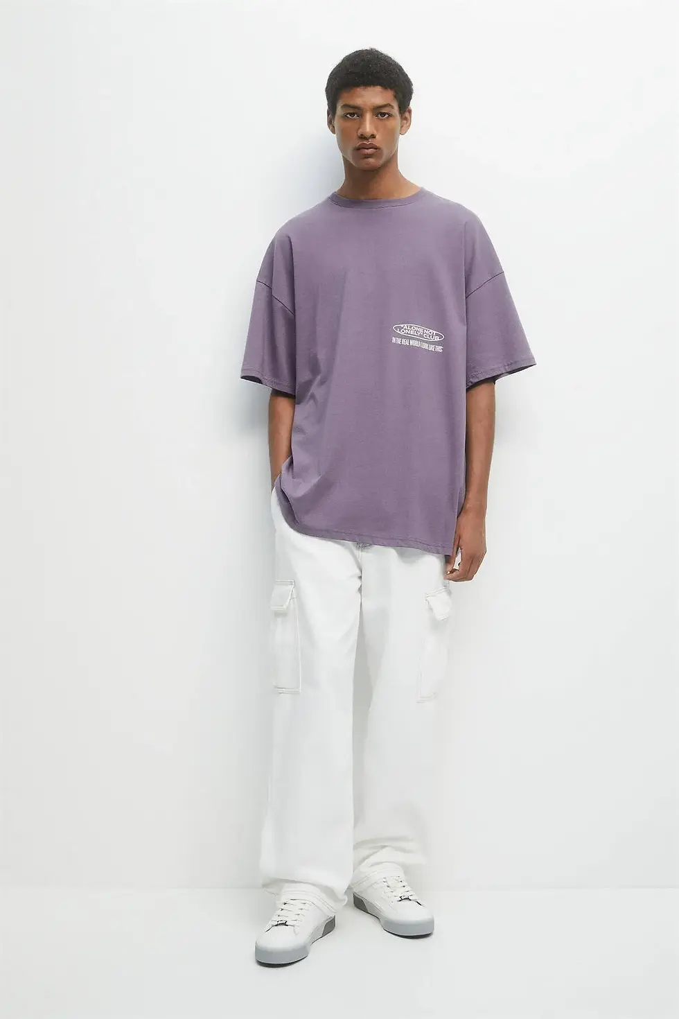 Thumbnail: Pull & Bear Alone not lonely club grafik baskılı t-shirt 07242549