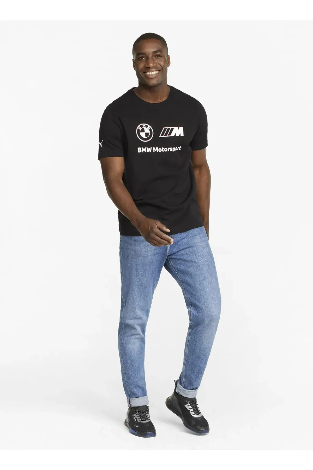 Puma Bisiklet Yaka Düz Siyah Erkek T-Shirt 53339801 BMW MMS Logo Tee+ 5002995671