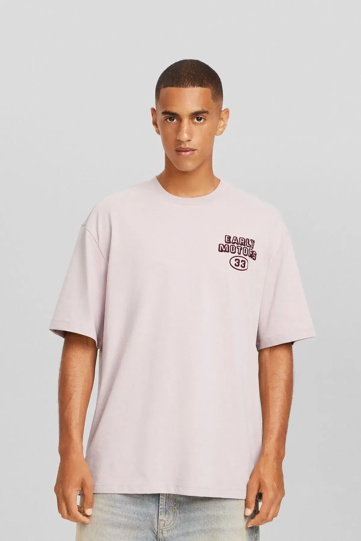 Bershka İşlemeli kısa kollu boxy fit t-shirt