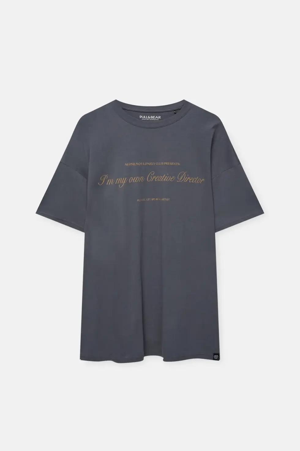 Thumbnail: Pull & Bear Gri Alone not lonely club grafik baskılı t-shirt 07242550