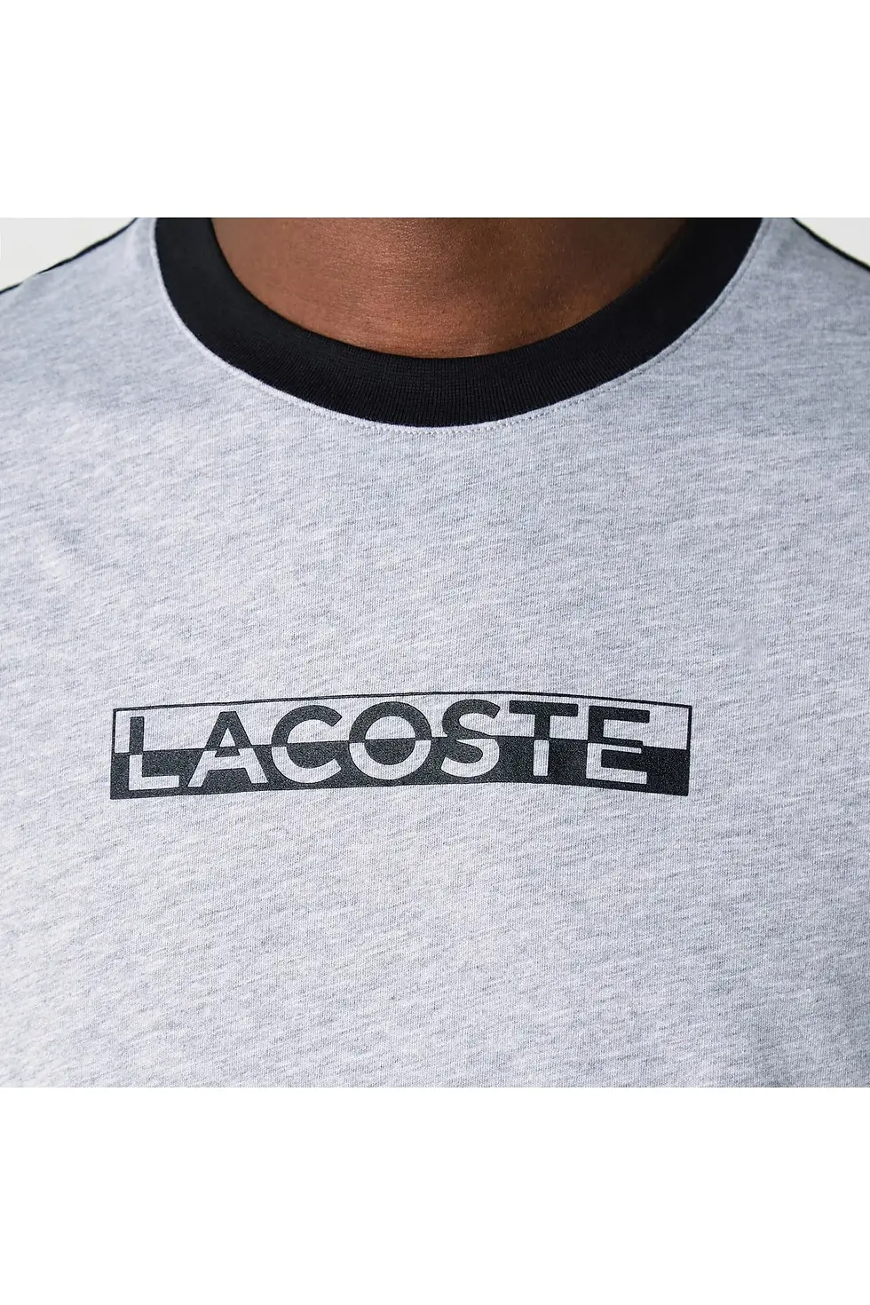 Thumbnail: Lacoste Erkek Relaxed Fit Bisiklet Yaka Renk Bloklu Gri T-Shirt TH0231