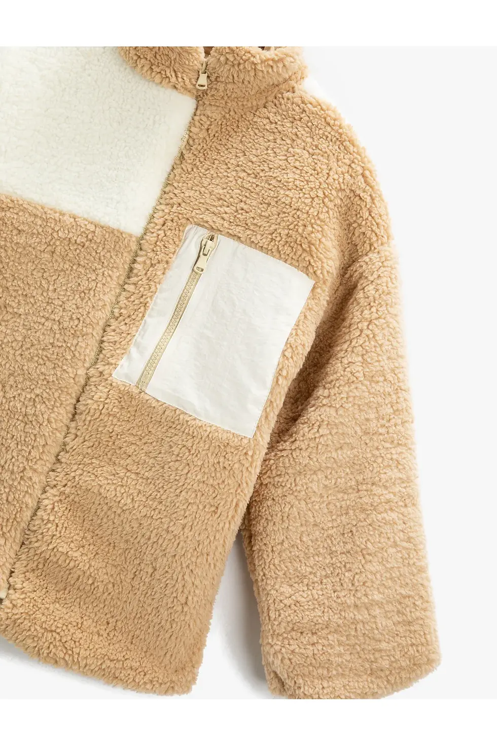 Thumbnail: Koton Peluş Ceket Dik Yaka Fermuarlı Cepli Renk Kontrastlı