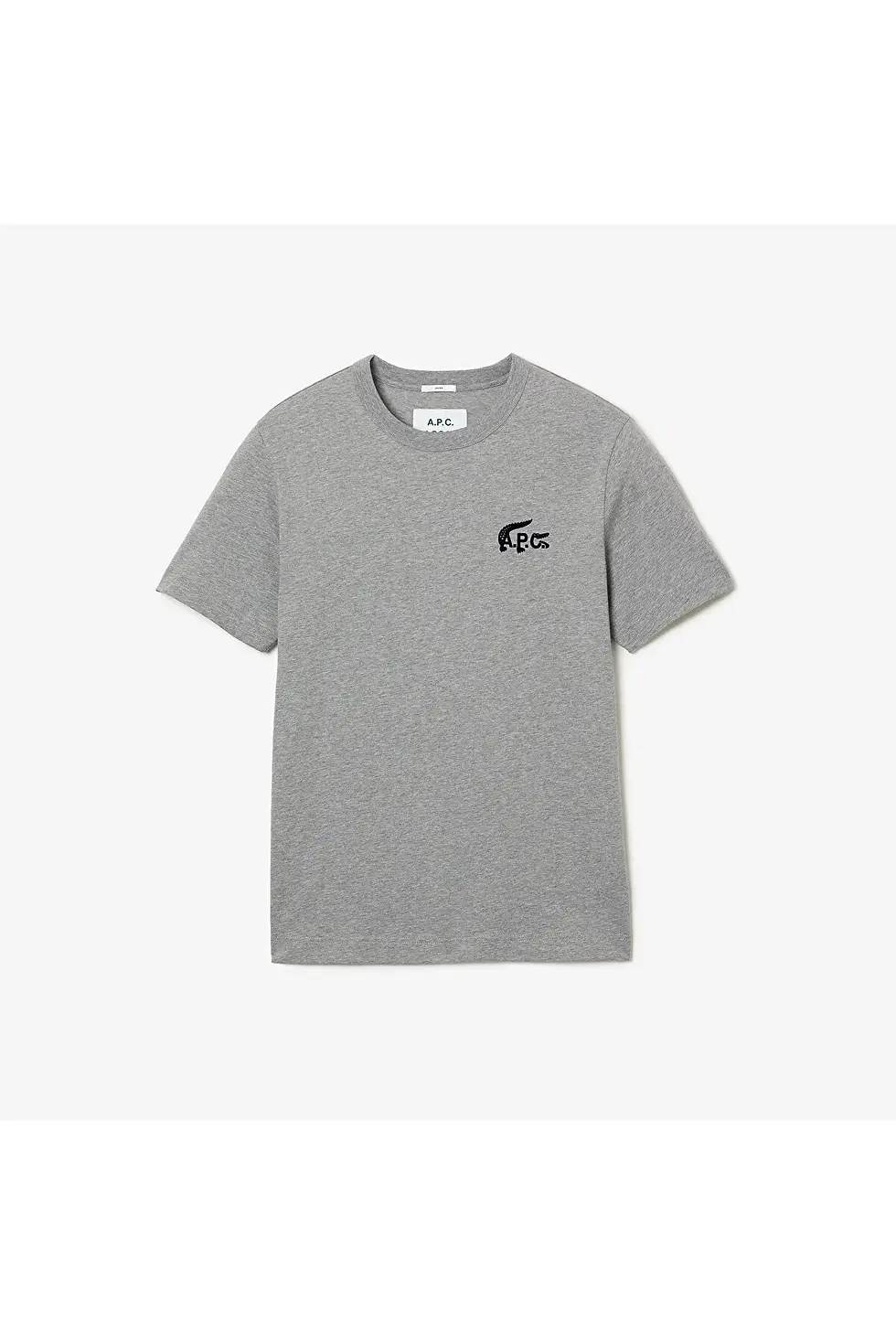 Thumbnail: Lacoste X A.P.C Unisex Relaxed Fit Bisiklet Yaka Gri T-Shirt TH7243