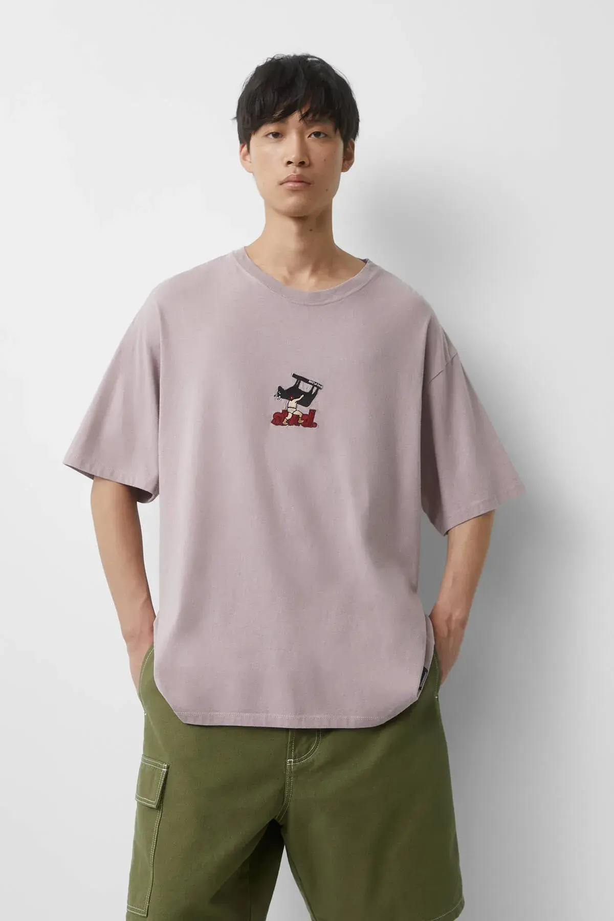 Pull & Bear STWD işlemeli kısa kollu t-shirt 07242594