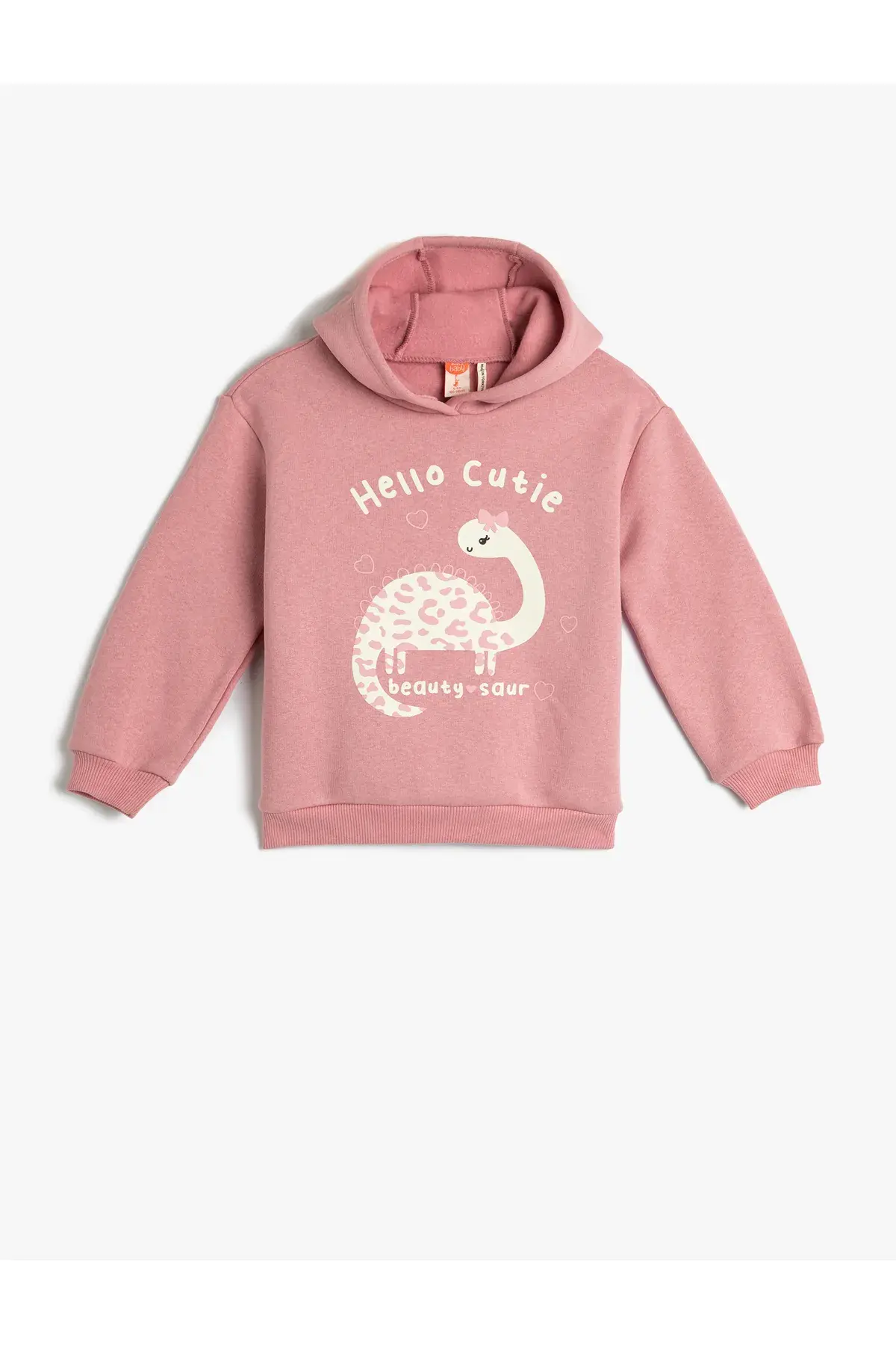 Koton Kapşonlu Sweatshirt Dinozor Baskılı Uzun Kollu Şardonlu