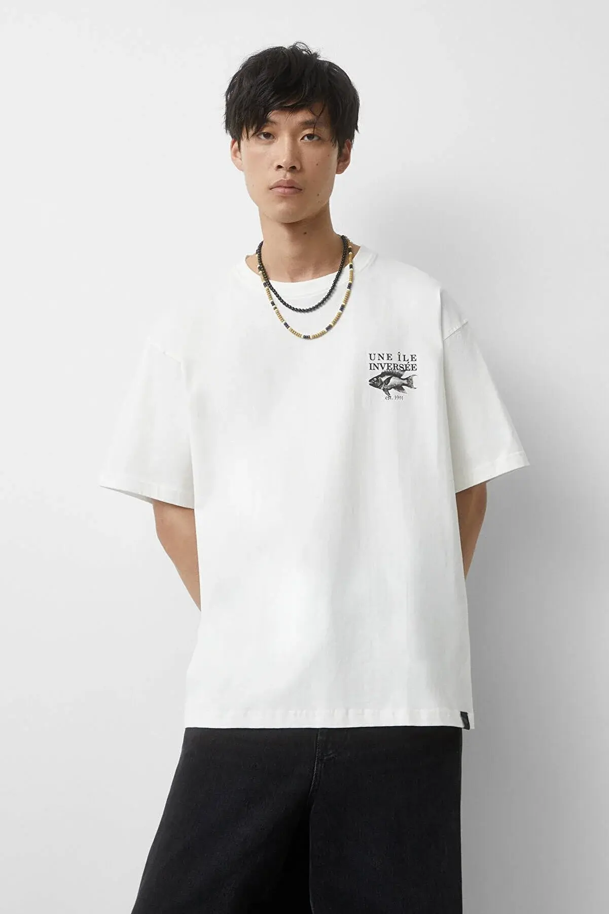 Pull & Bear Desenli kısa kollu t-shirt 07242574