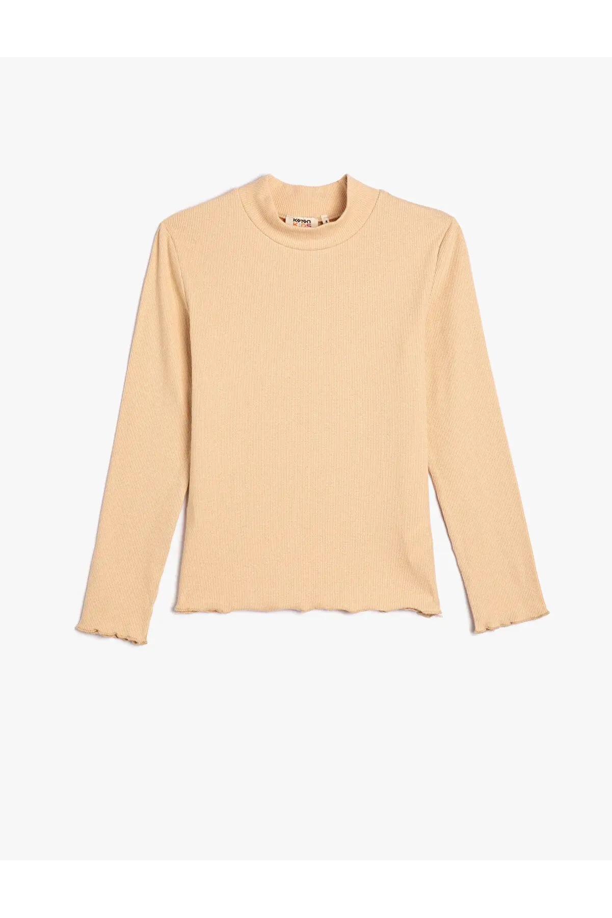 Koton Basic Boğazlı Tişört Slim Uzun Kollu Ribanalı Pamuklu