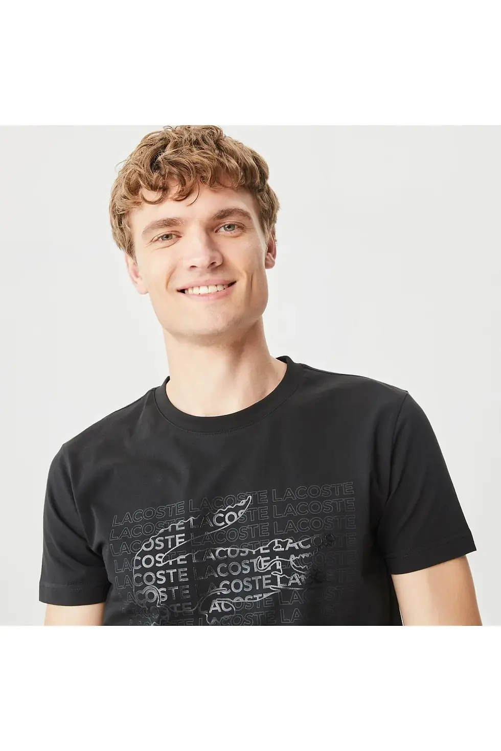 Миниатюра: Lacoste Erkek Slim Fit Bisiklet Yaka Baskılı Gri T-shirt