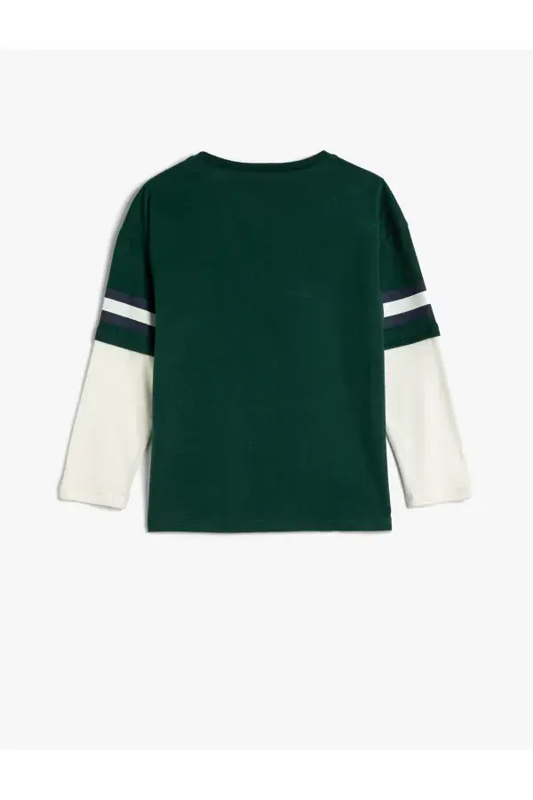 Thumbnail: Koton Baskılı Tişört Bisiklet Yaka Uzun Kollu Pamuklu