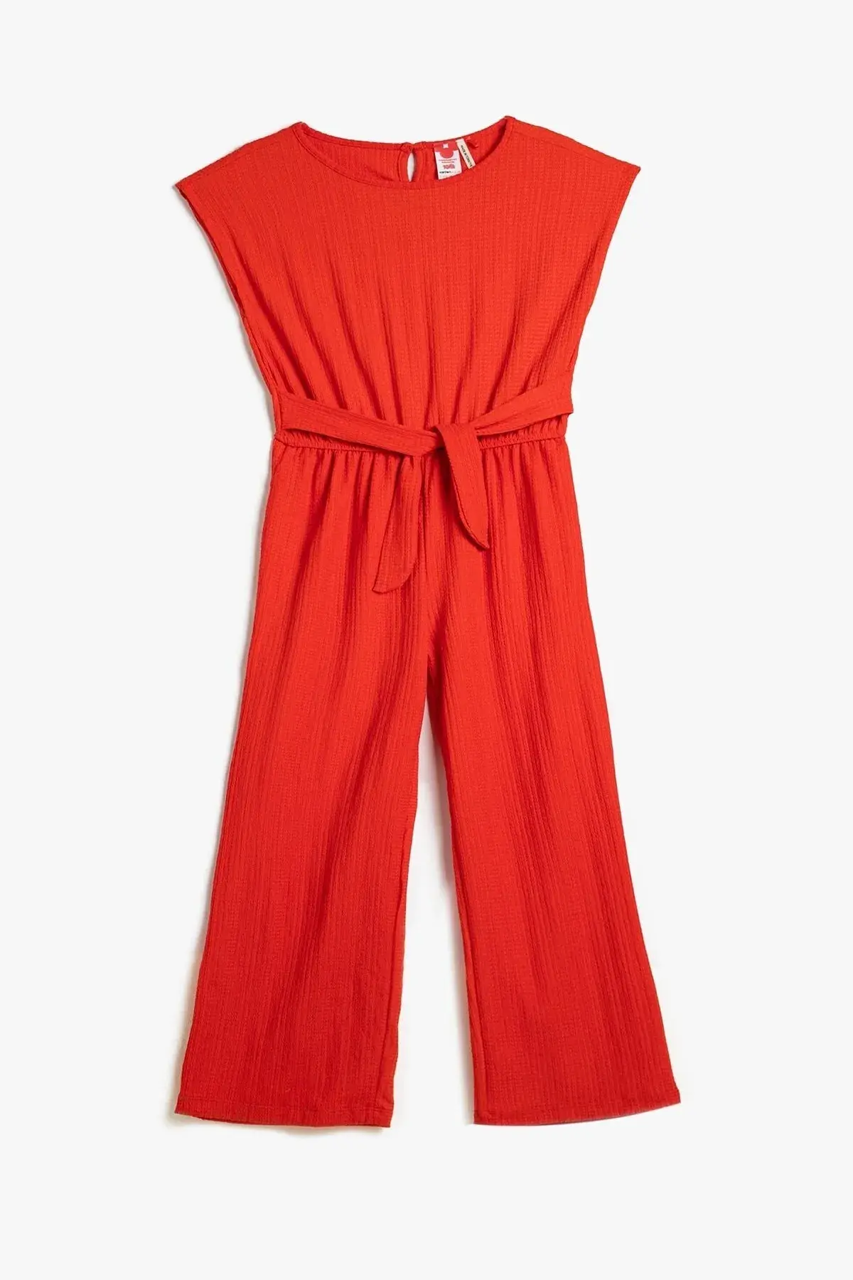 Koton Kız Çocuk Tam Boy Kolsuz Yuvarlak Yaka Kuşak Detaylı Tulum