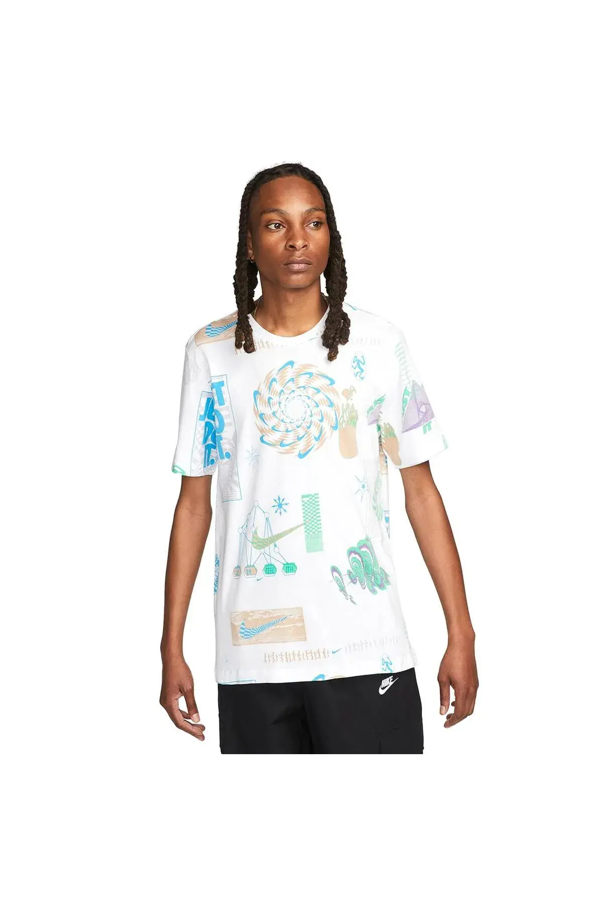 Nike Sportswear Festival Erkek Beyaz Günlük Stil T-Shirt FB9780-100-13