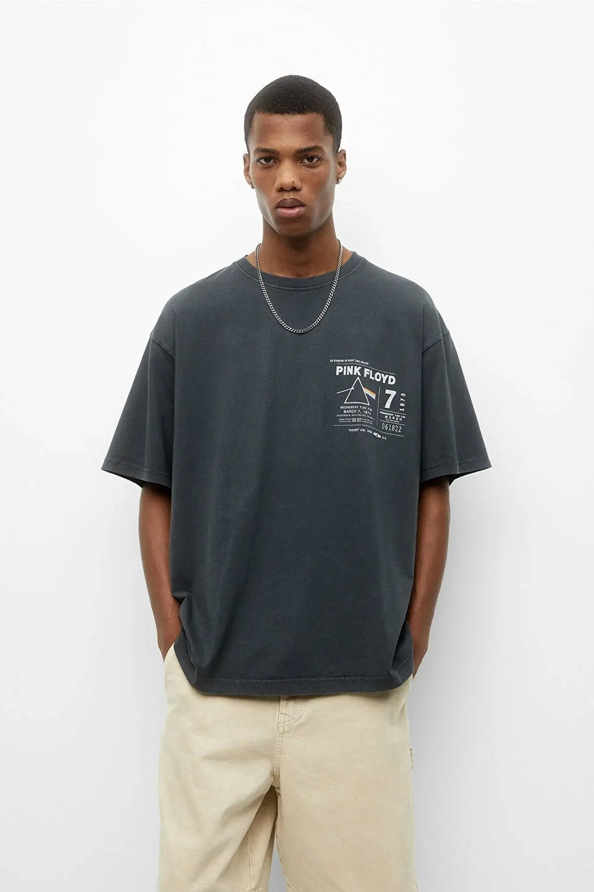 Pull & Bear Soluk Efektli Pink Floyd T-shirt 07241507