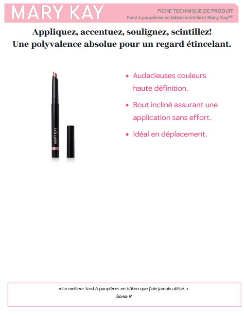 Miniature : Fard à paupières en bâton scintillant Mary Kay