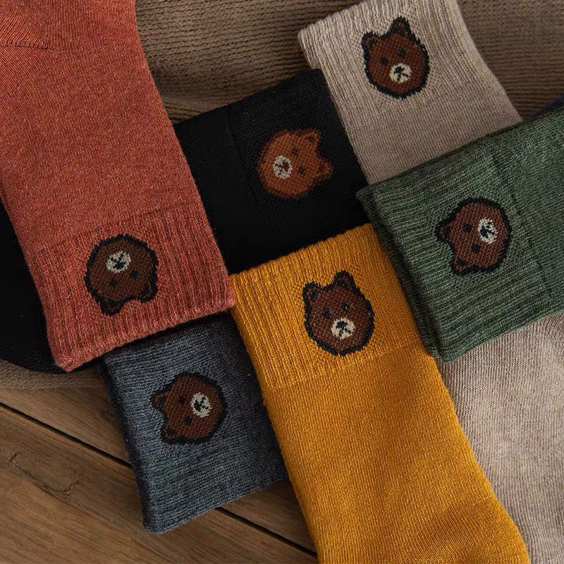 縮圖：冬天小熊純棉中筒襪五對裝NY3211456