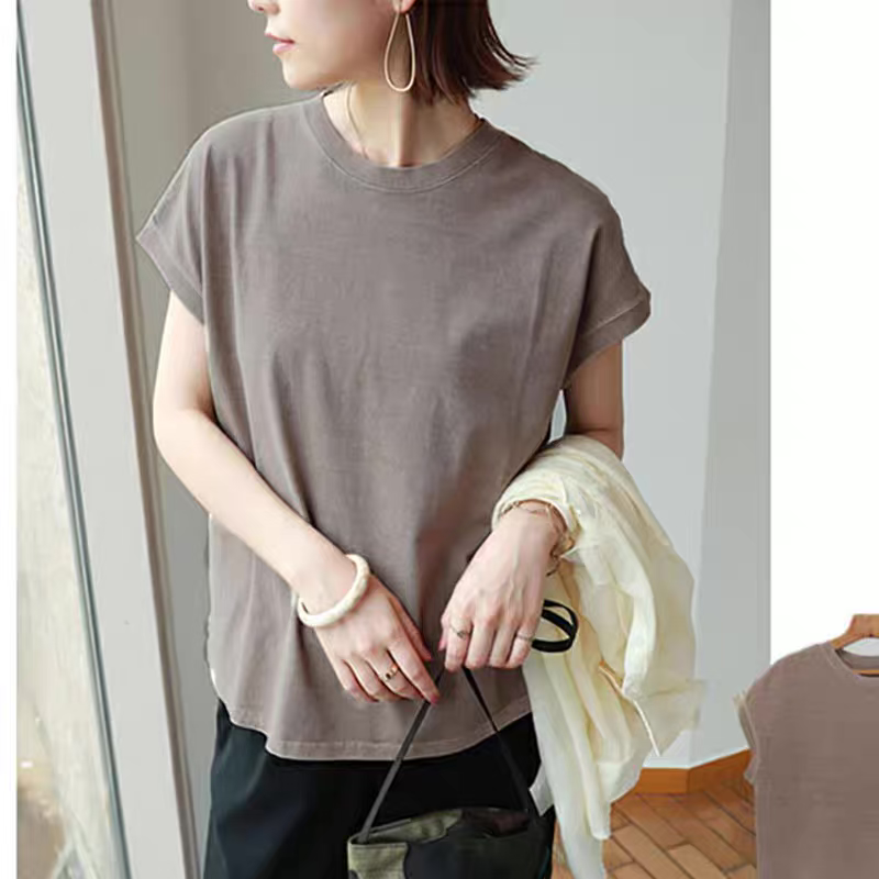 Thumbnail: Japanese style front short back long cotton short-sleeved T-shirt NY3871867