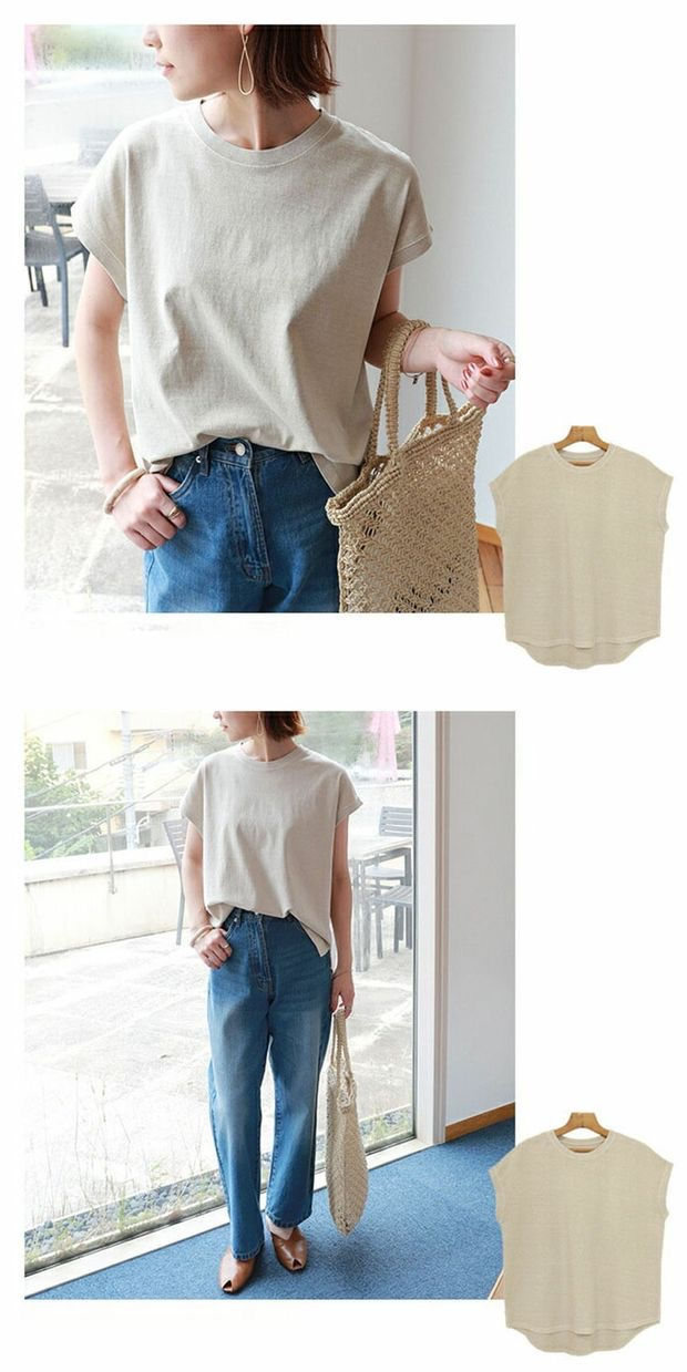 Thumbnail: Japanese style front short back long cotton short-sleeved T-shirt NY3871867