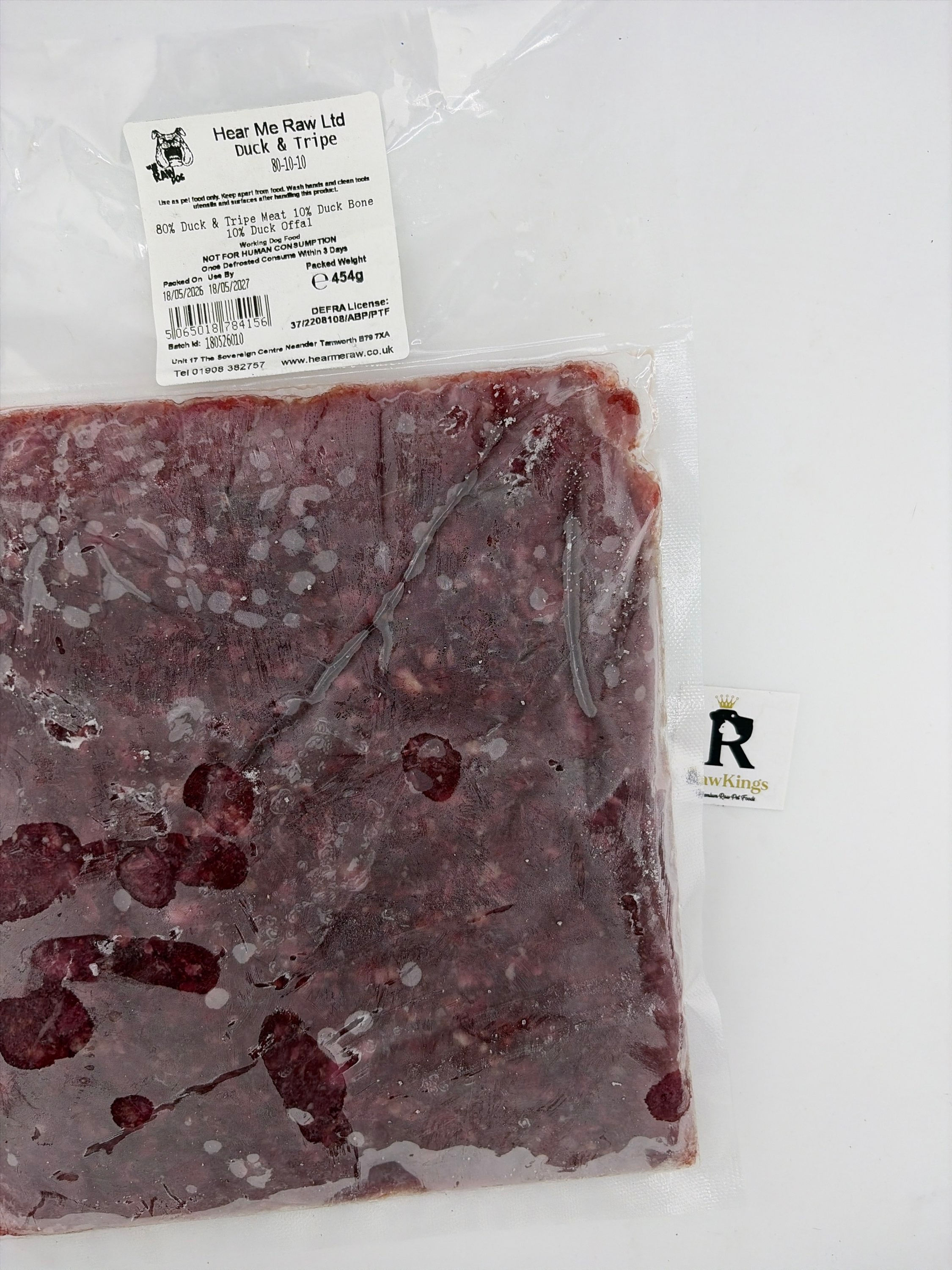 *NEW* Hear Me Raw Duck & Lamb Tripe (454g Pouch) 80-10-10
