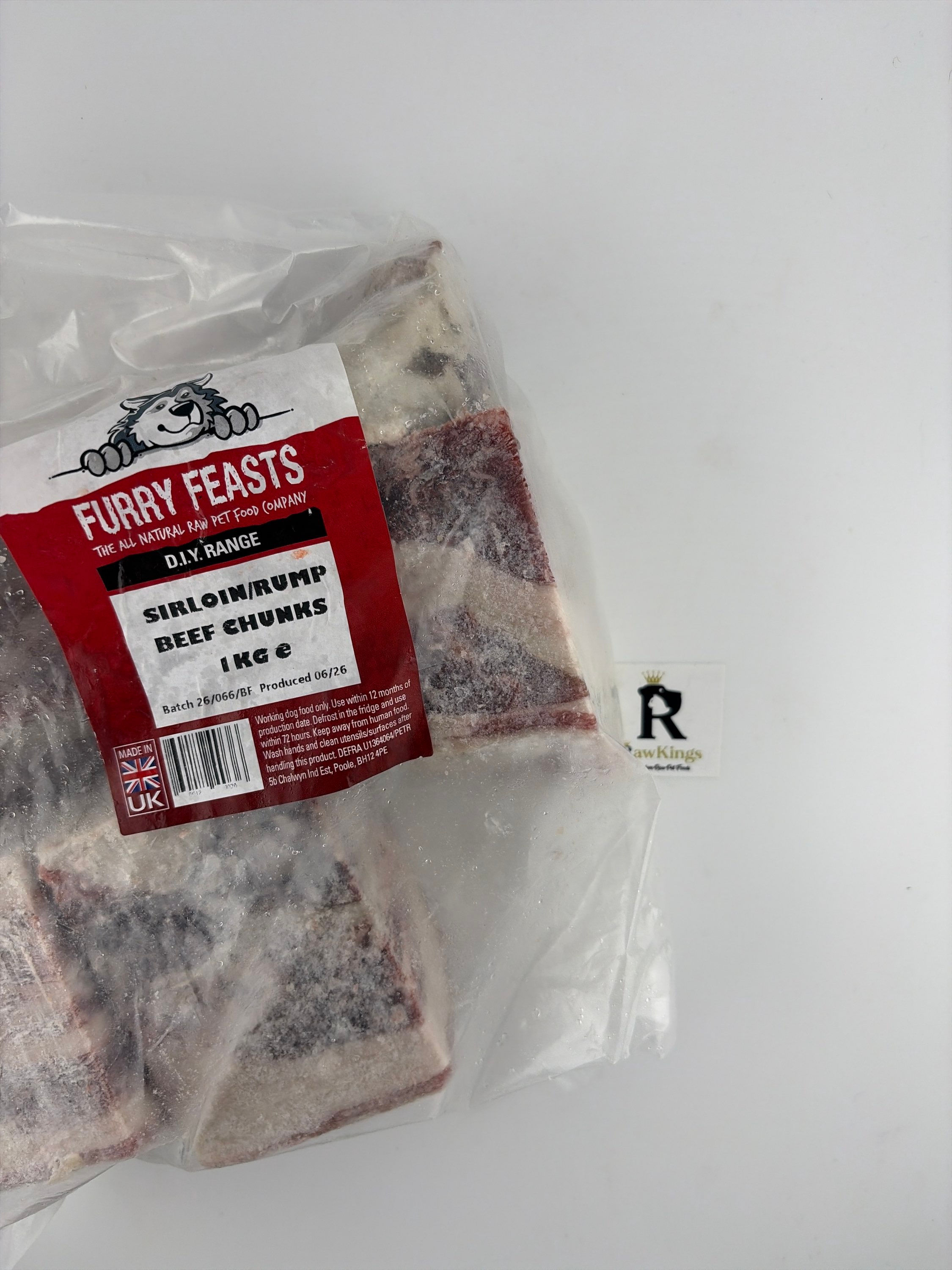 Furry Feasts Sirloin/Rump Big Beef Chunks ~ 1kg