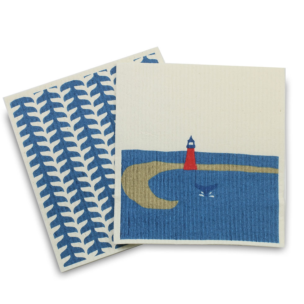 Thumbnail: Reusable & Biodegradable Coastal Kitchen Cleaning Cloths - Set of 2