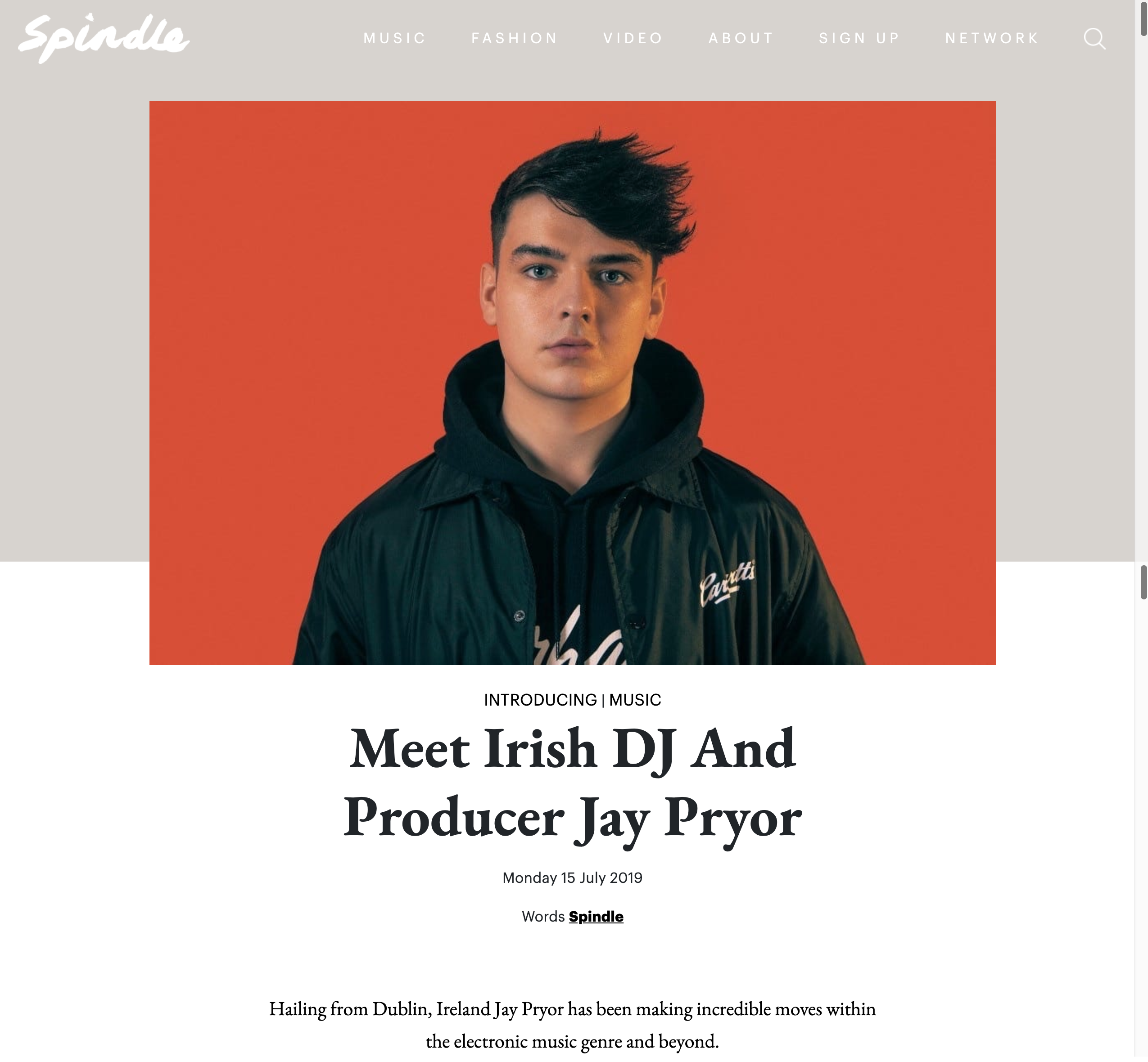 Read Spindle Magazine's 'Introducing' feature on Jay Pyor — Fast Friends