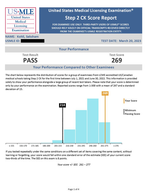 Our USMLE Step Scores