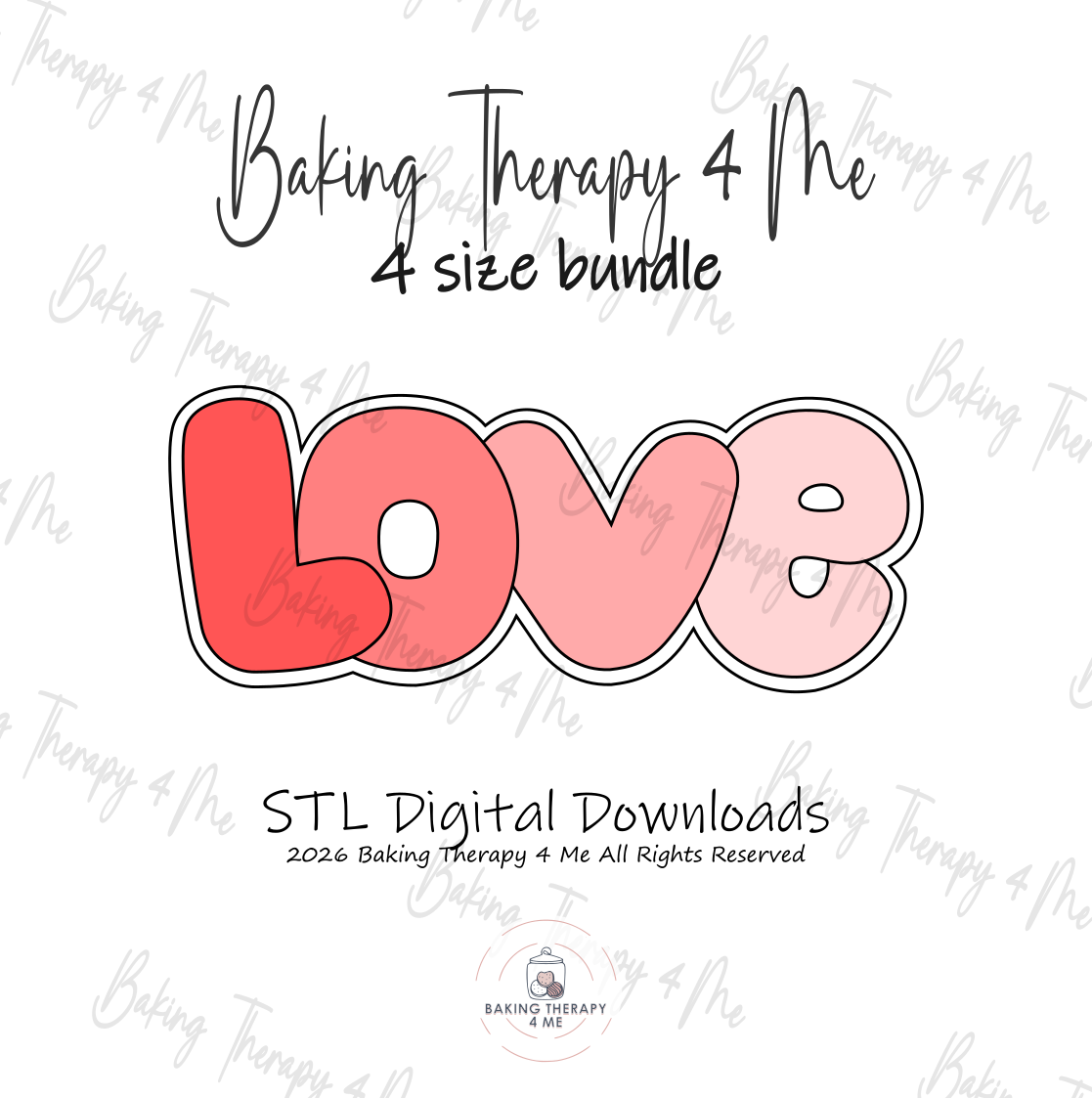 Love Bubble 4 Size Bundle STL File Digital Download for 3D Printing