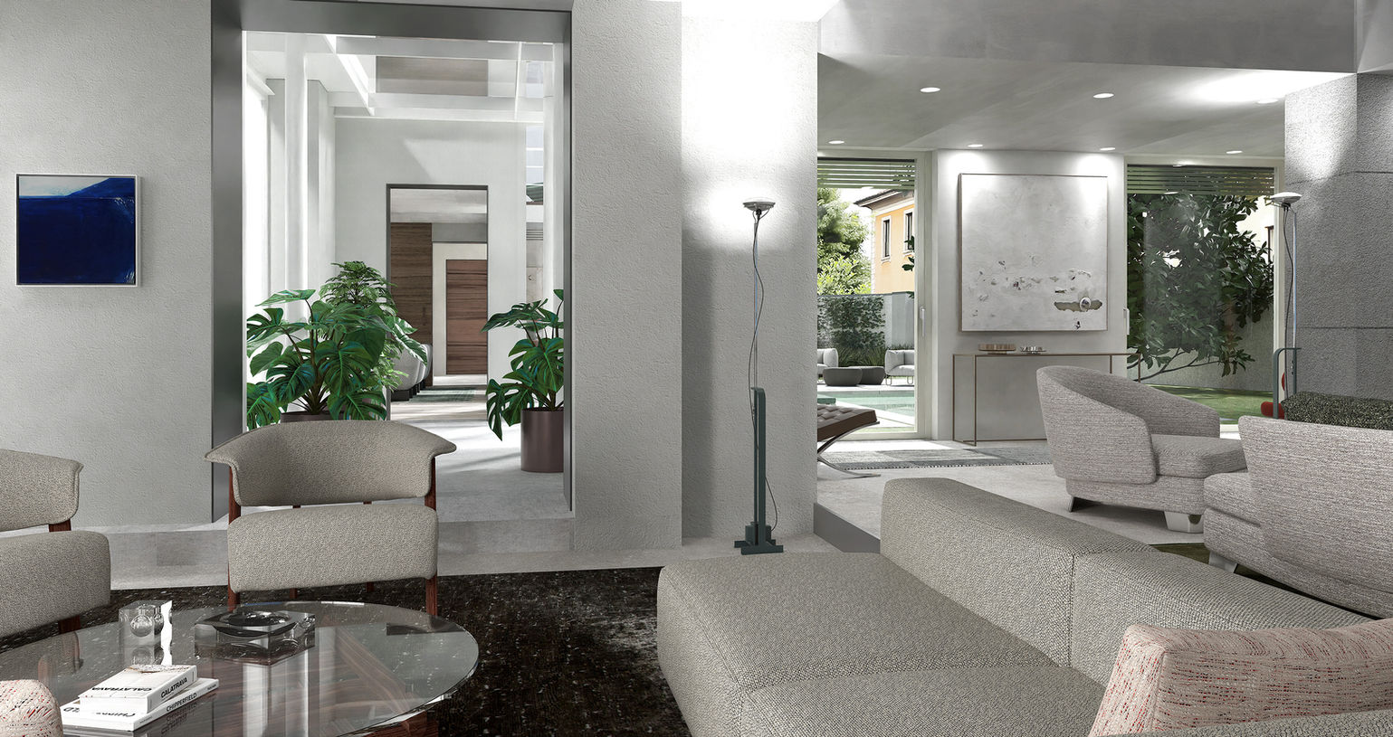 villa verdi 76 - soggiorno e giardino d'inverno