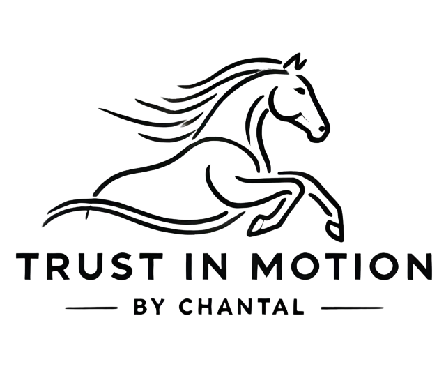Trust in Motion logo met paard voor zadelmak maken met vertrouwen