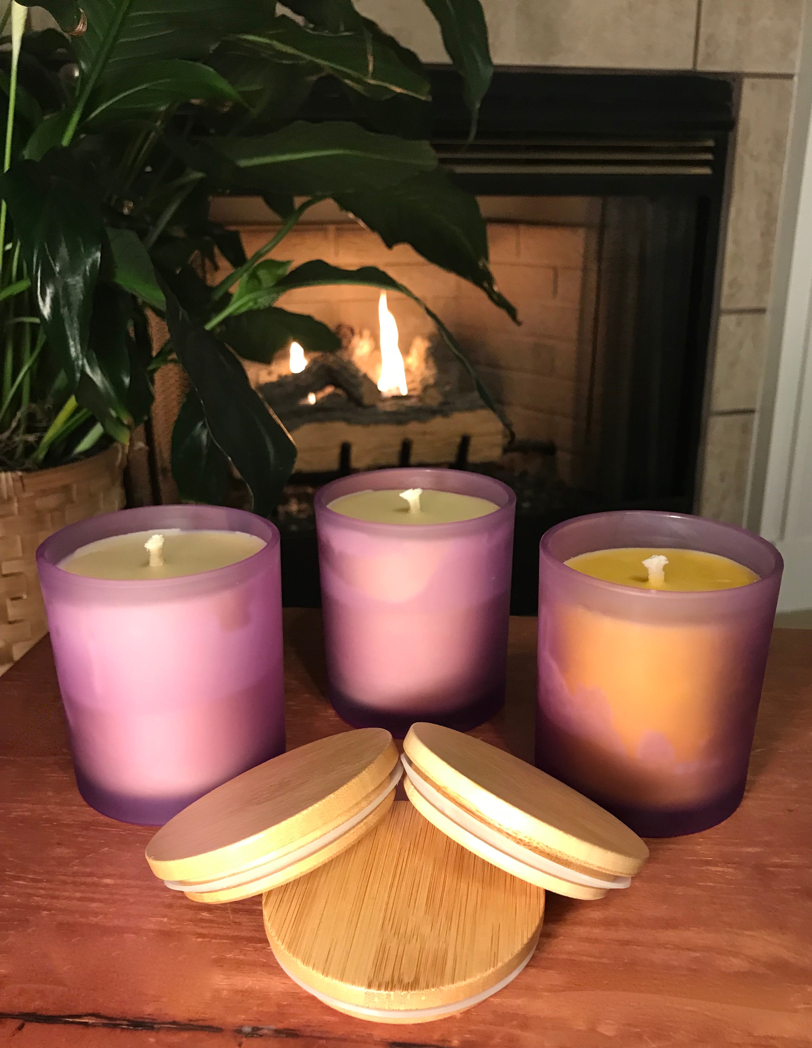 Beeswax & Coconut Oil Candle, Purple Vase (8 oz)
