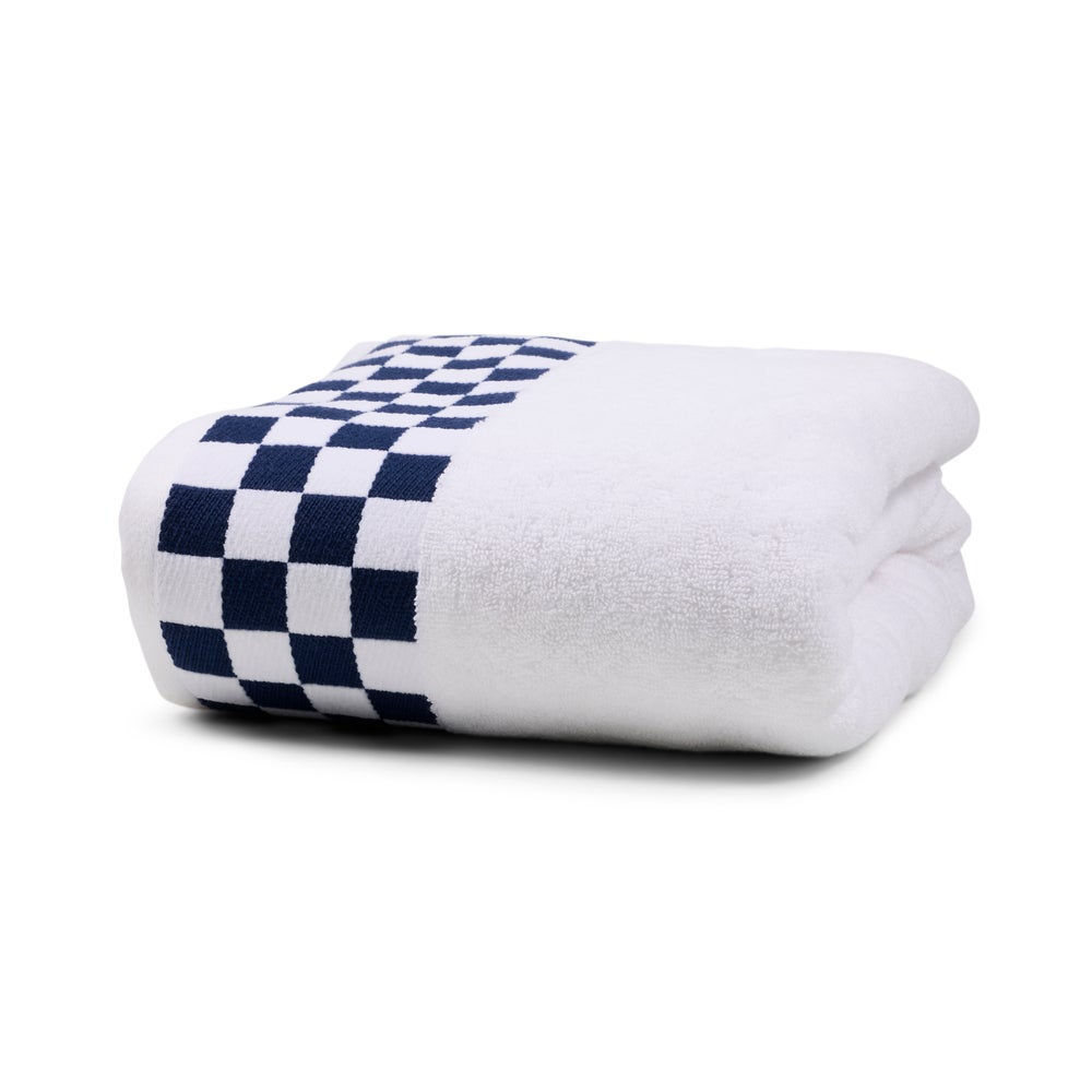 MacKenzie-Childs Bath Sheet with Indigo Check Border