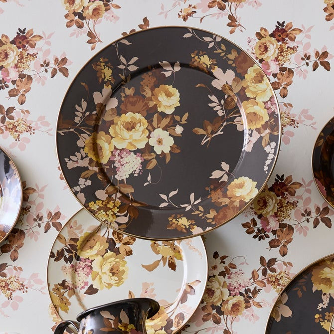 Thumbnail: MacKenzie-Childs Wild Rose Brown Serving Platter