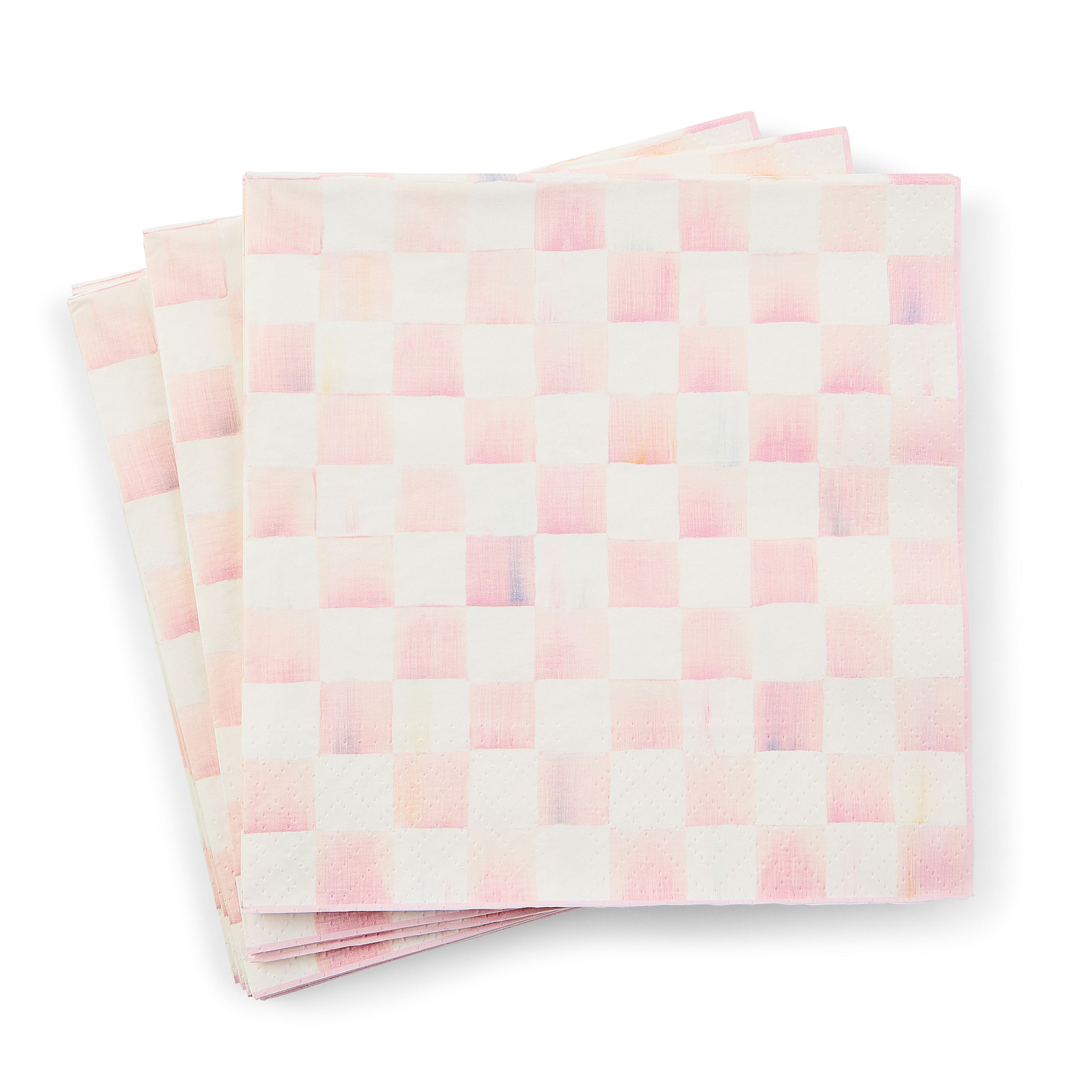 Mackenzie-Childs Rosy check, pink and white checked paper dinner napkins