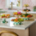 Mackenzie-Childs Emerald Check, green and white checked three tier sweet stand
