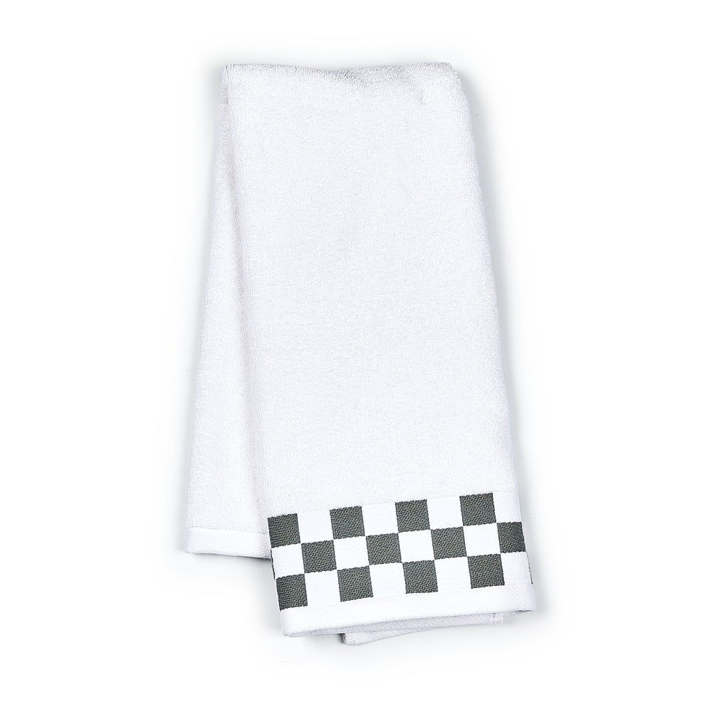 MacKenzie-Childs Hand Towel with Grey Check Border