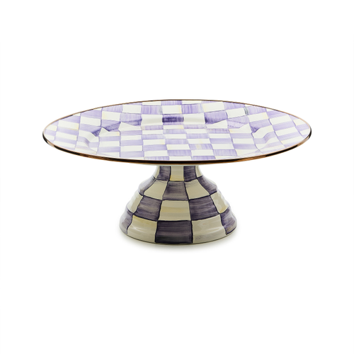 Violet Check Large Pedestal Platter