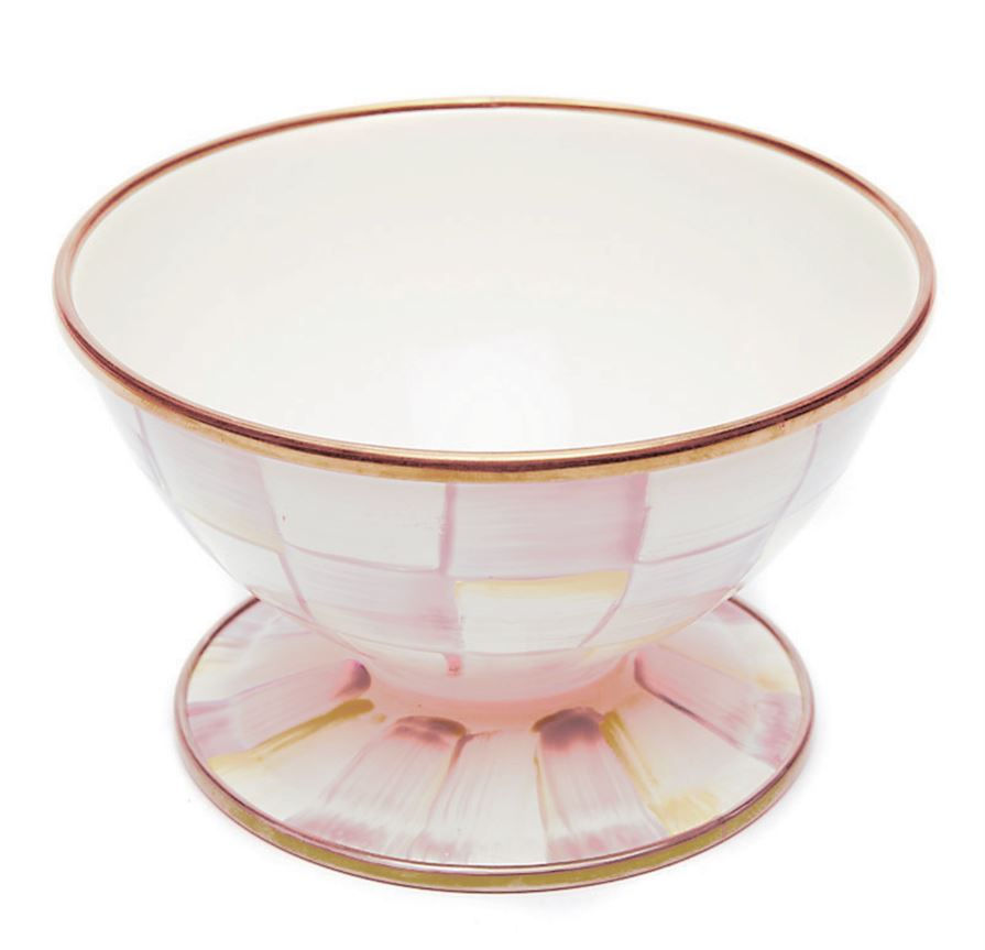 Mackenzie-Childs Rosy Check, pink and white checked ice cream dish
