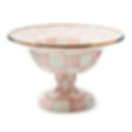 Mackenzie-Childs Rosy Check, pink and white checked large compote