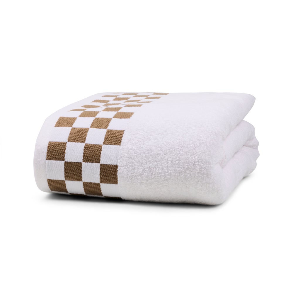 MacKenzie-Childs Bath Sheet with Mocha Check Border