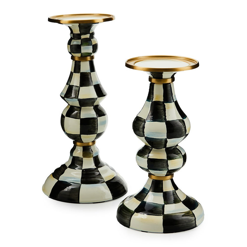 Thumbnail: Courtly Check Enamel Pillar Candlestick - Medium