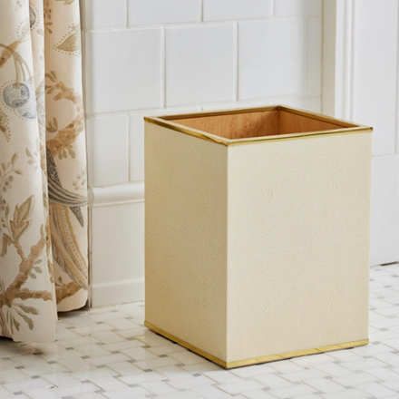 Thumbnail: Classic Shagreen Waste Basket in Cream from AERIN
