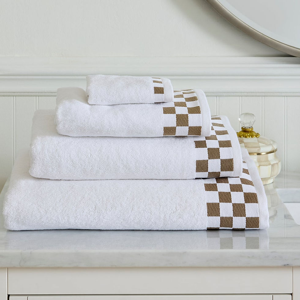 Thumbnail: MacKenzie-Childs Washcloth with Mocha Check Border