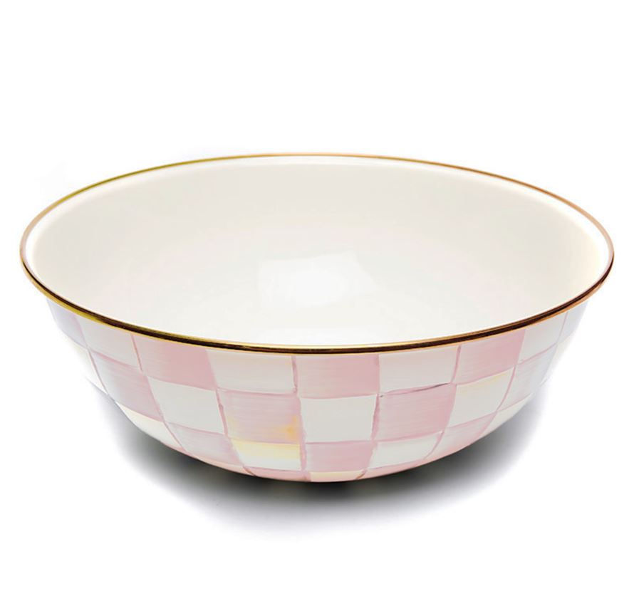 Mackenzie-Childs Rosy Check, pink and white checked extra large everyday bowl