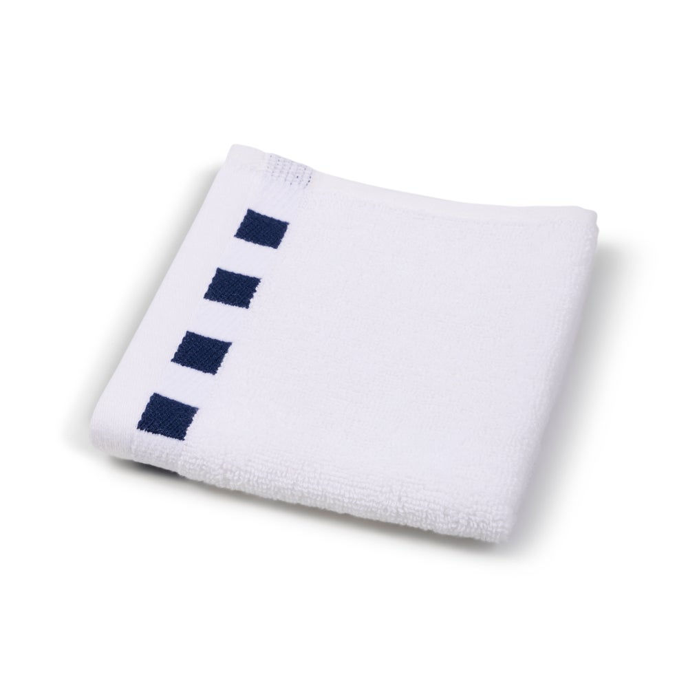 MacKenzie-Childs Washcloth with Indigo Check Border