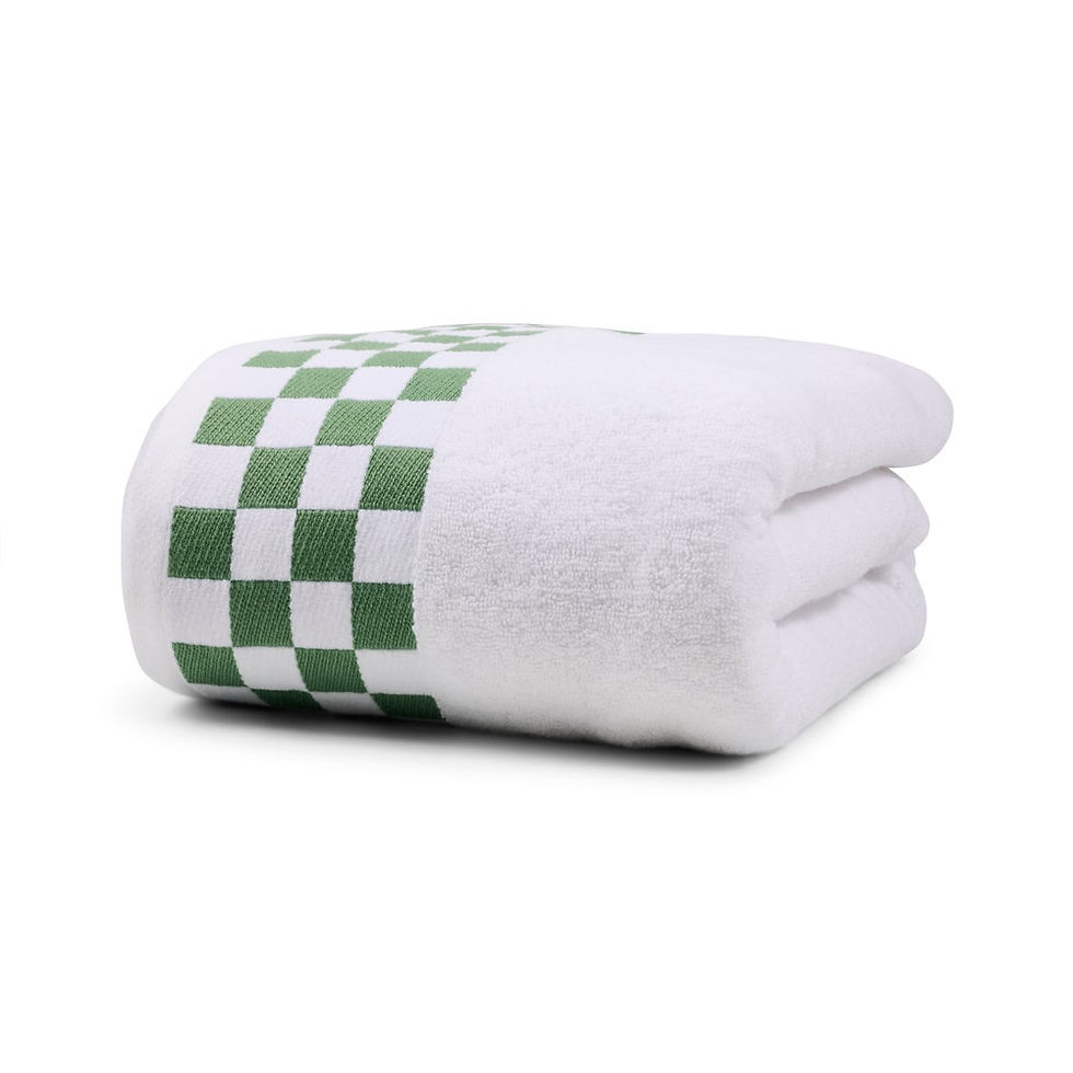 MacKenzie-Childs Bath Sheet with Sage Green Check Border